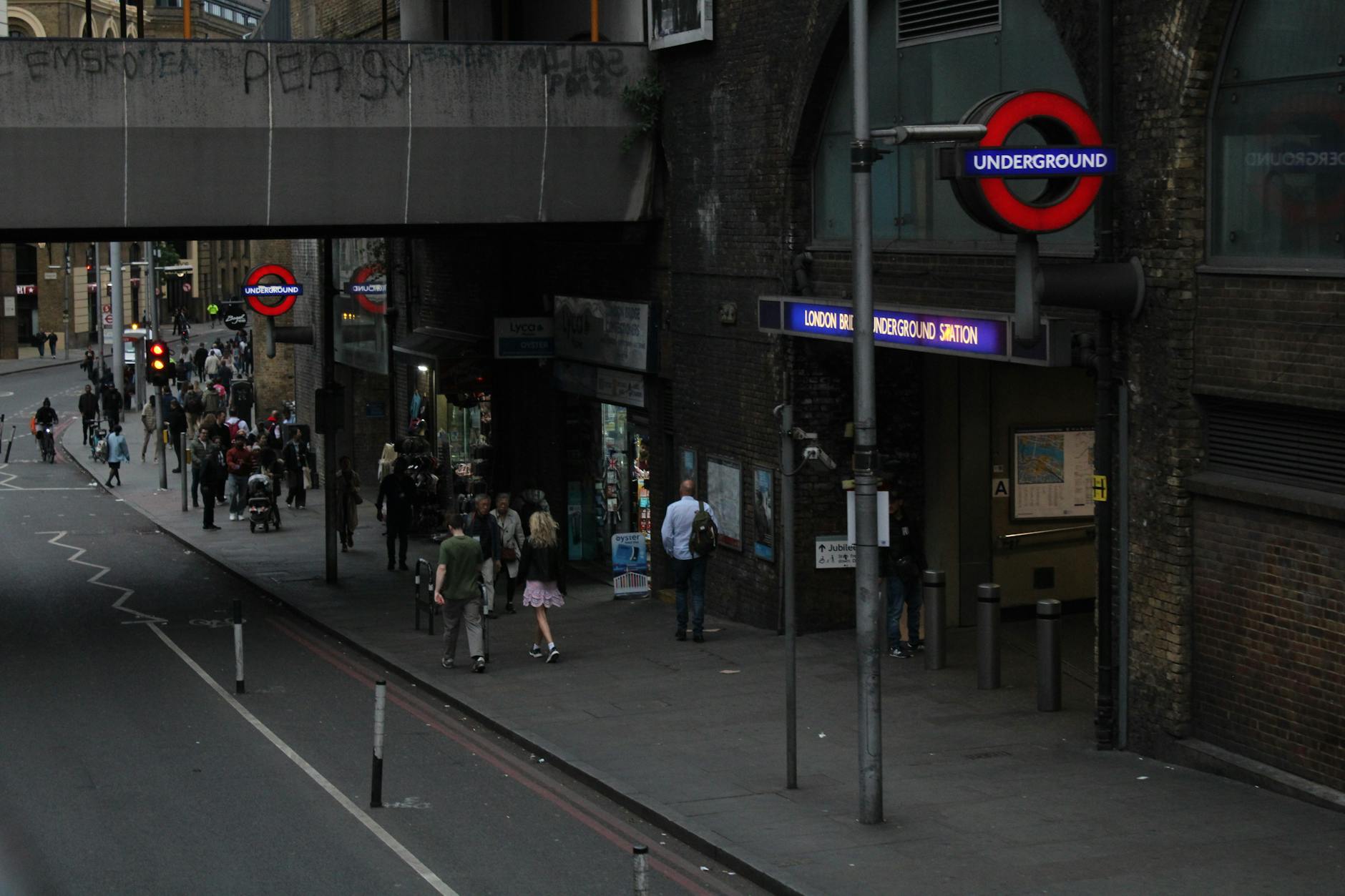 busy london bridge underground station street view