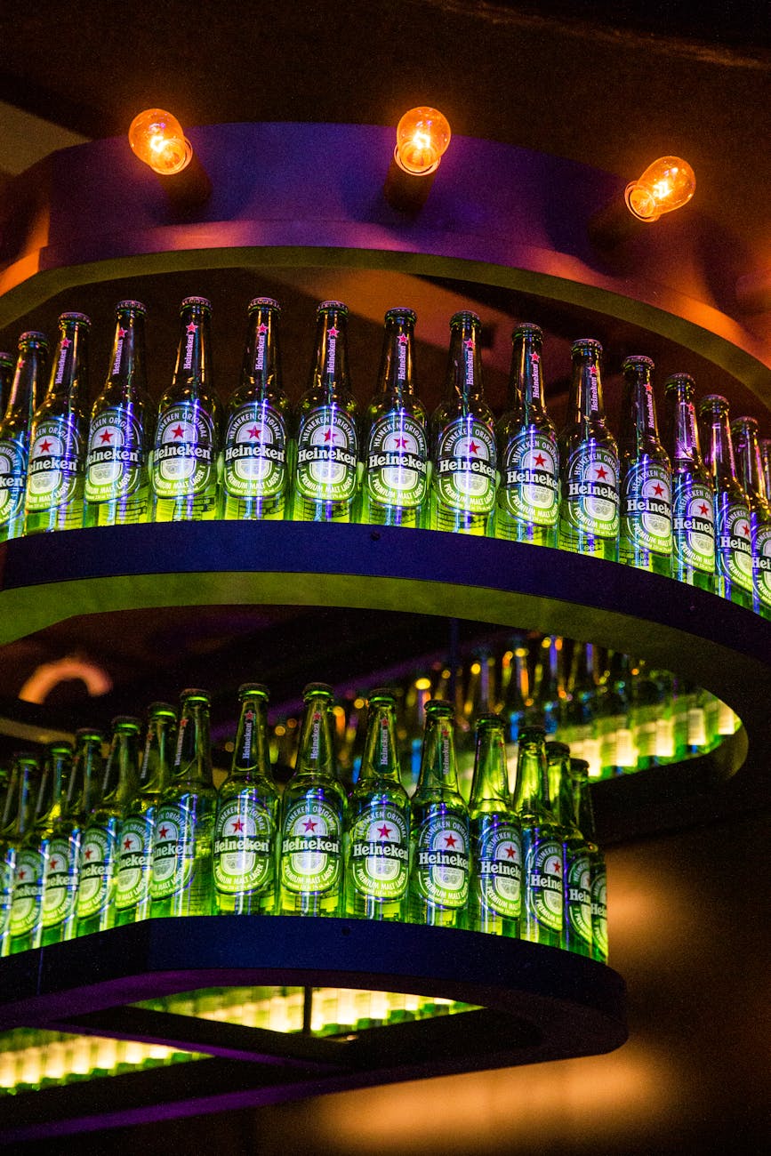 beer bottles in a night club
