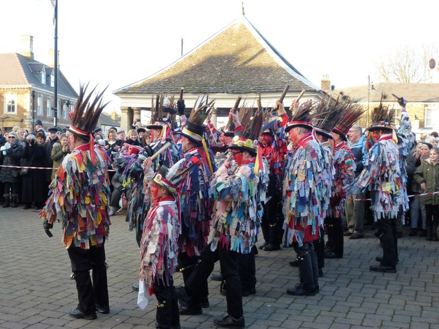 Red Leicester Morris Men on The Market Place - Whittlesea Straw Bear Festival 2017